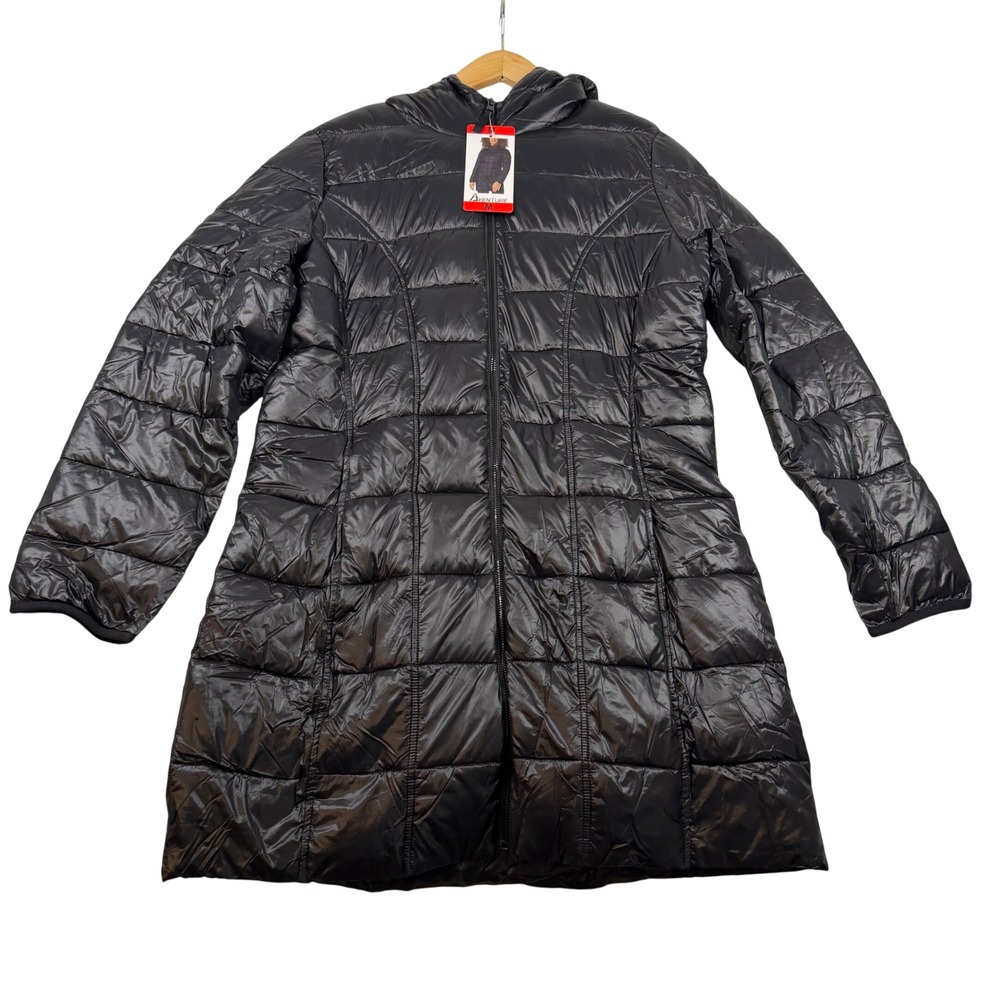 Aventure Womens Black Hooded Puffer Jacket Quilted Insulated Coat Size M NWT